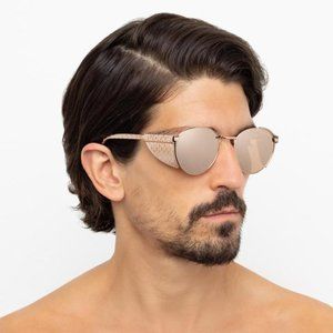 $1160 Linda Farrow rose gold snakeskin sunglasses